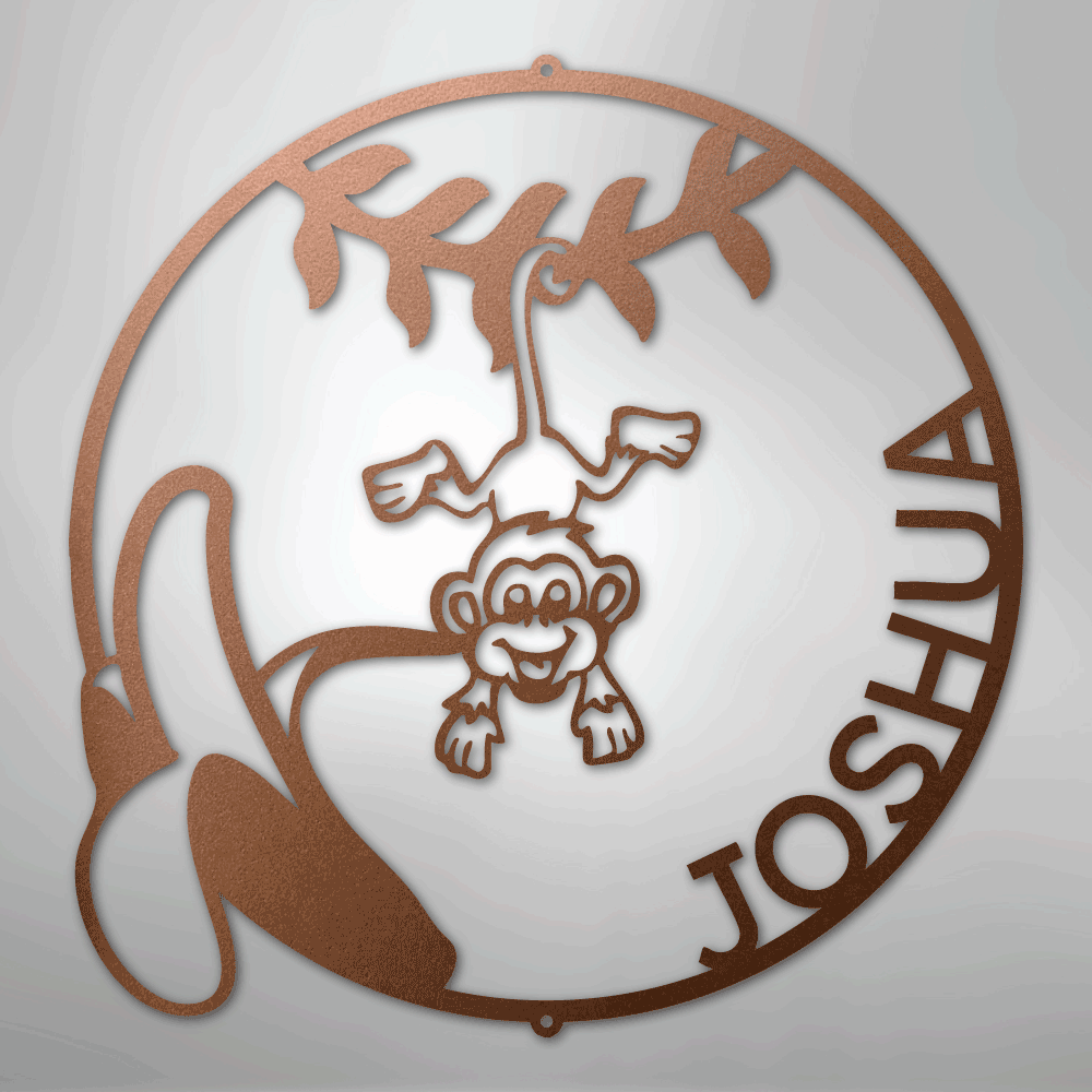 Simple Monkey Sign Our Little Monkey Monogram - Steel Sign – Steel Sign Designs
