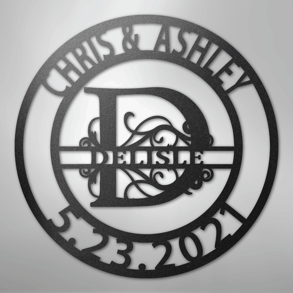 Elaborate Split Letter Family Name - Steel Sign – Steel Sign Designs