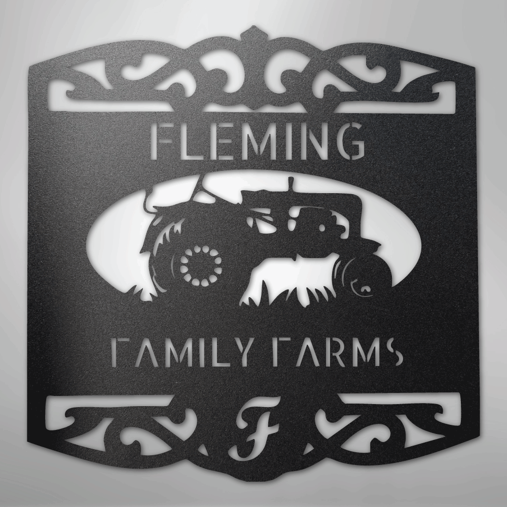 Classic Tractor Monogram - Steel Sign – Steel Sign Designs