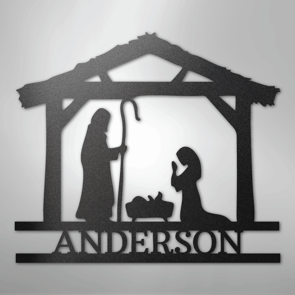 Simple Nativity Sign Nativity Simple Monogram - Steel Sign – Steel Sign Designs